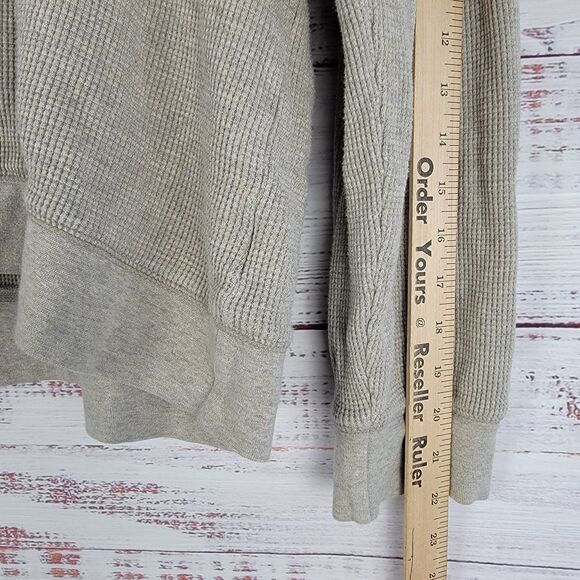 Everlane Hoodie Womens L Beige Tan Thermal Waffle 100% Organic Cotton Pullover - Picture 3 of 9